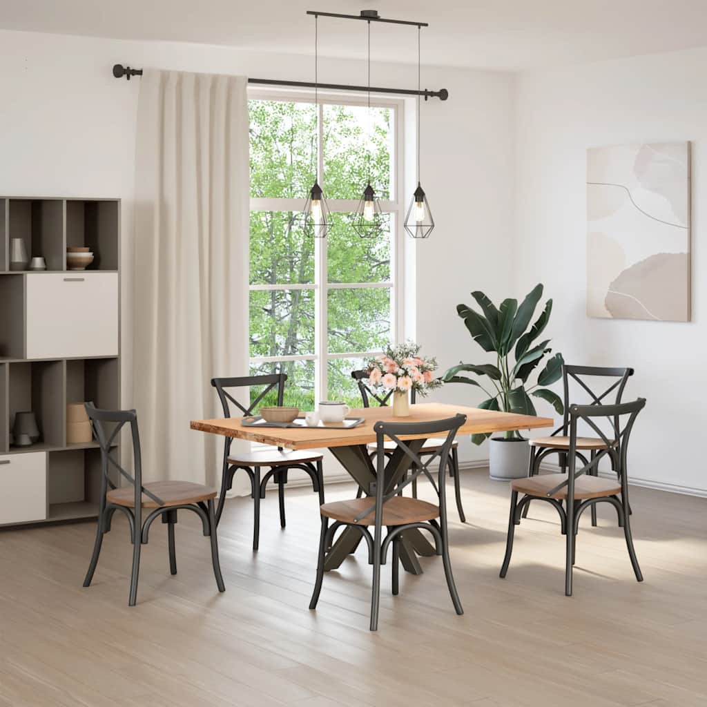 Gamba Tavolo da Pranzo a Forma di Ragno Nero 85x85x(72-73) cm