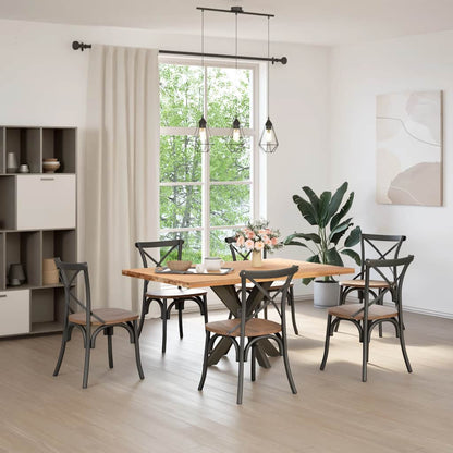 Gamba Tavolo da Pranzo a Forma di Ragno Nero 85x85x(72-73) cm