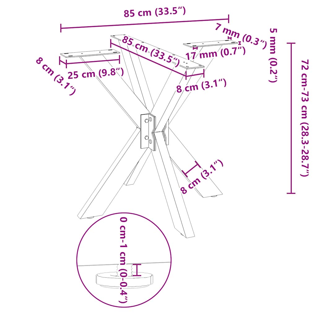 Gamba per Tavolo da Pranzo a Forma di Ragno Nero 85x85x(72-73) cm Acciaio