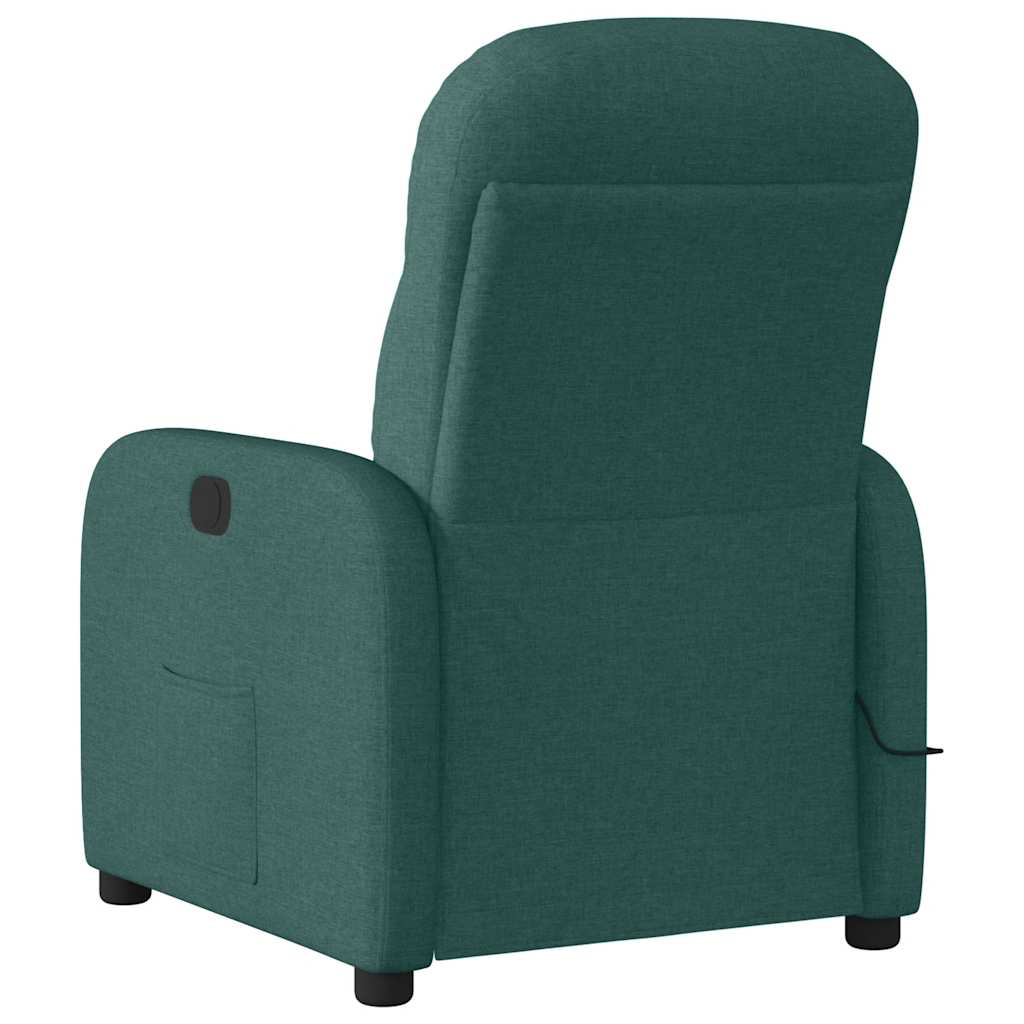 Poltrona Massaggiante Reclinabile Verde Scuro in Tessuto | homemem39