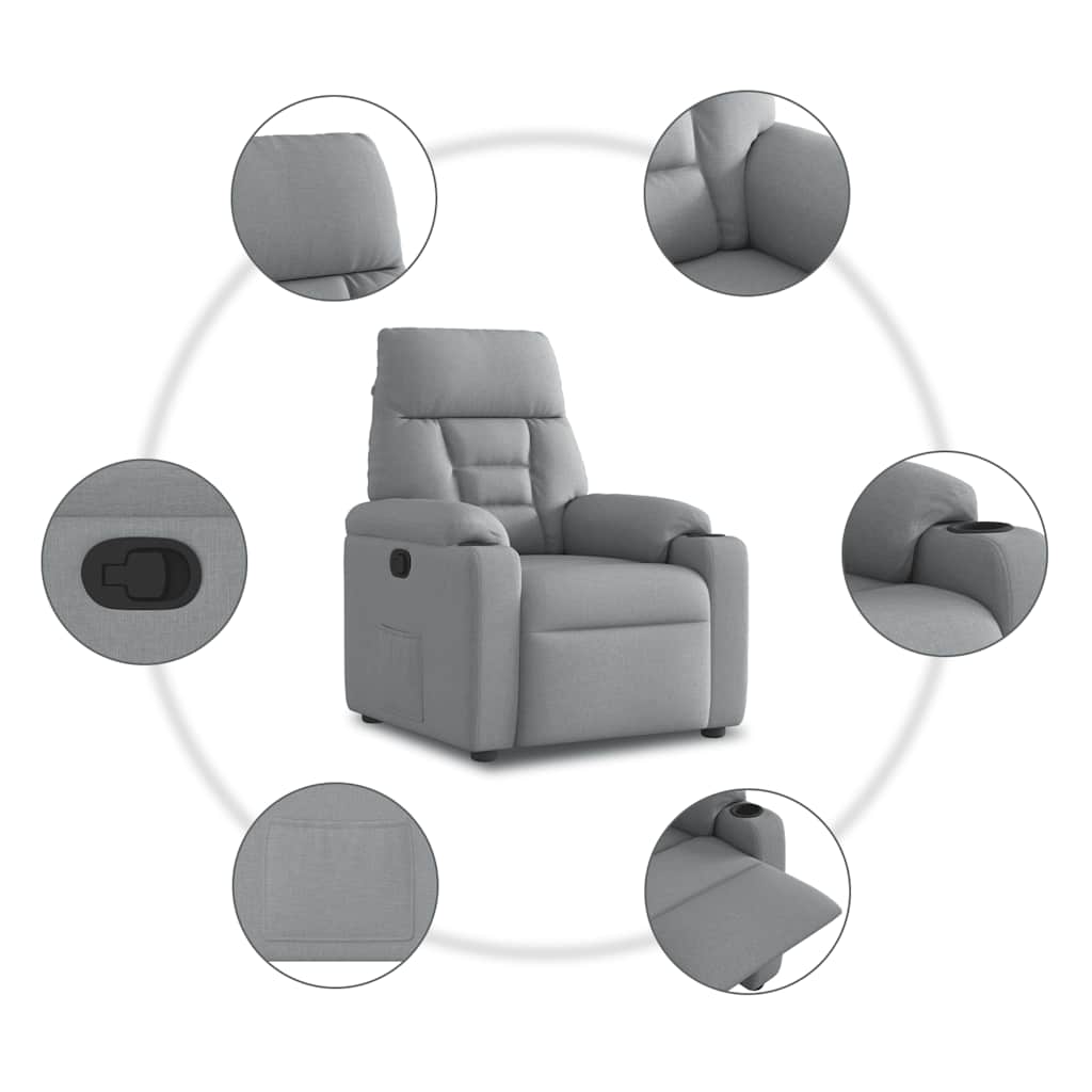 Poltrona Reclinabile in Tessuto Grigio Chiaro - homemem39