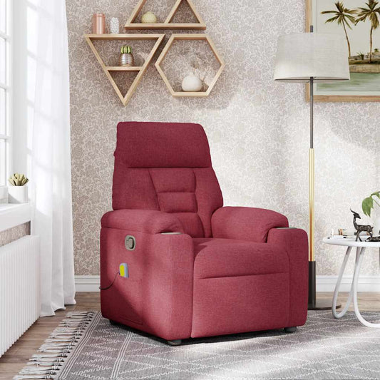 Poltrona Massaggiante Reclinabile Rosso Vino in Tessuto - homemem39