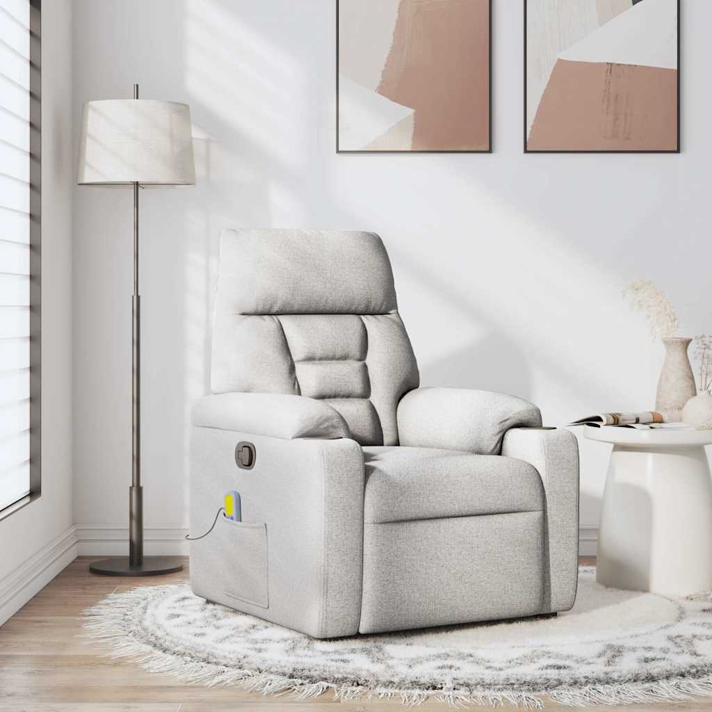 Poltrona Massaggiante Reclinabile Grigio Nuvola in Tessuto - homemem39