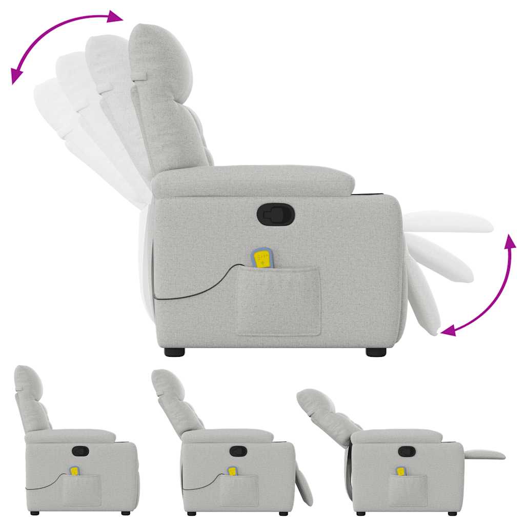 Poltrona Massaggiante Reclinabile Grigio Nuvola in Tessuto - homemem39