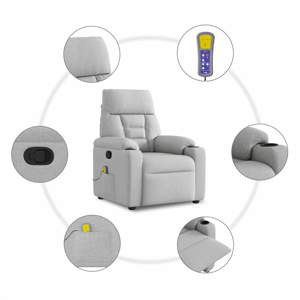 Poltrona Massaggiante Reclinabile Grigio Nuvola in Tessuto - homemem39