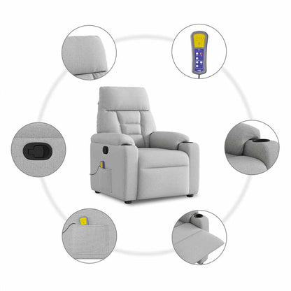 Poltrona Massaggiante Reclinabile Grigio Nuvola in Tessuto - homemem39