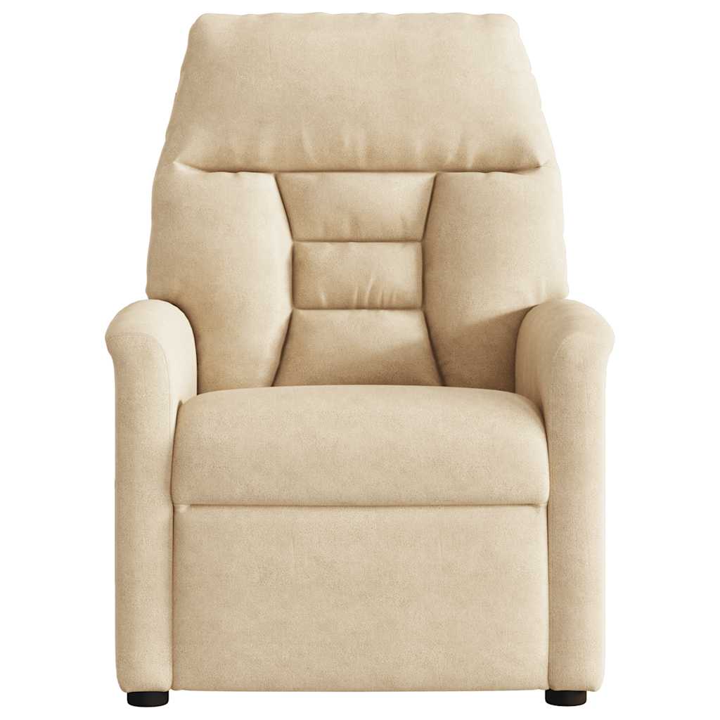 Poltrona Reclinabile Crema in Tessuto di Microfibra