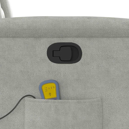 Poltrona Reclinabile Massaggio Grigio Chiaro Tessuto Microfibra