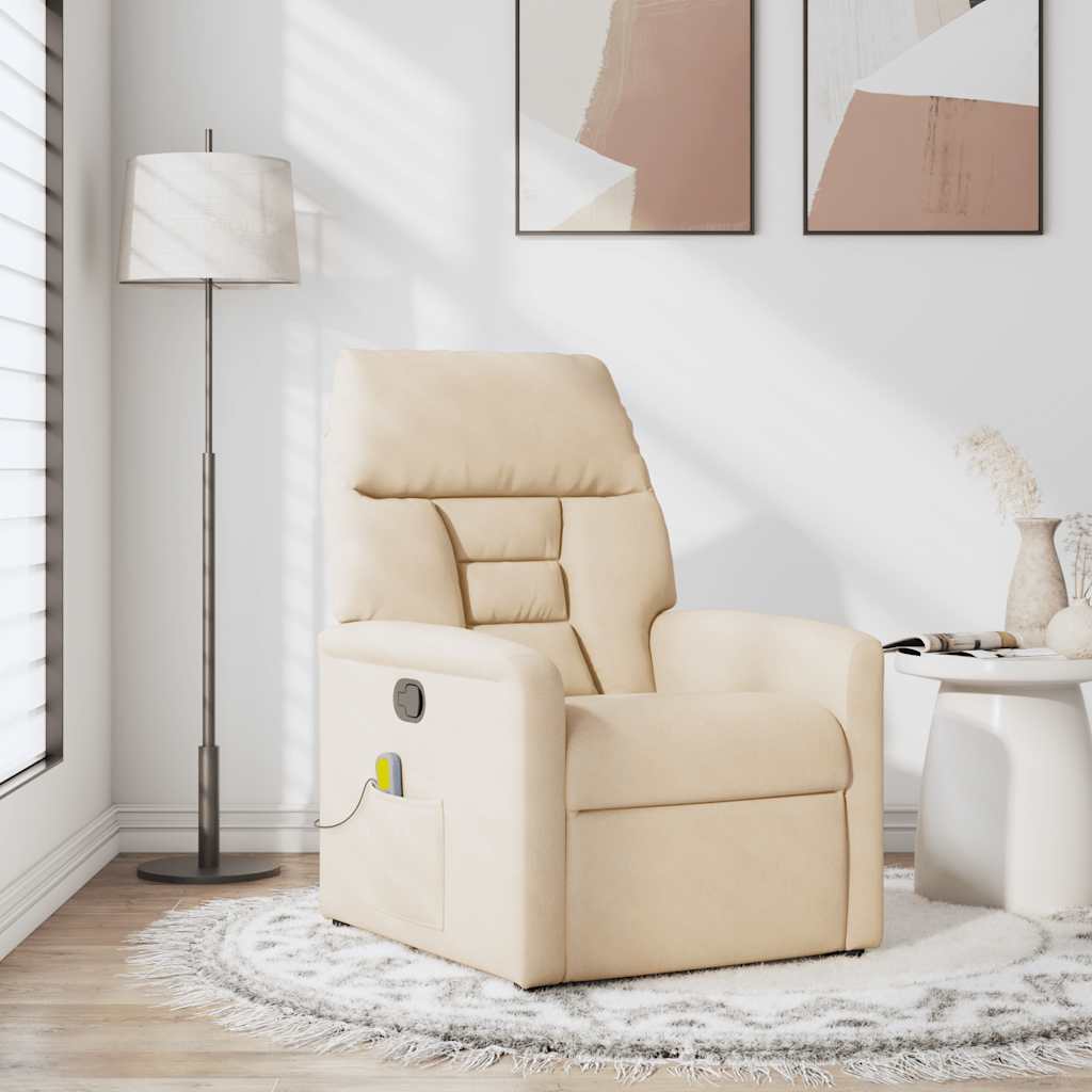Poltrona Massaggiante Reclinabile Beige in Tessuto Microfibra | homemem39