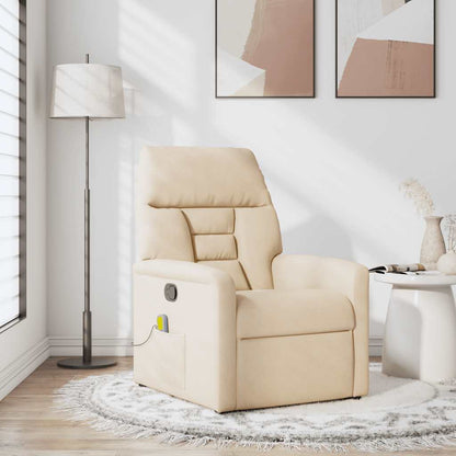 Poltrona Massaggiante Reclinabile Beige in Tessuto Microfibra | homemem39