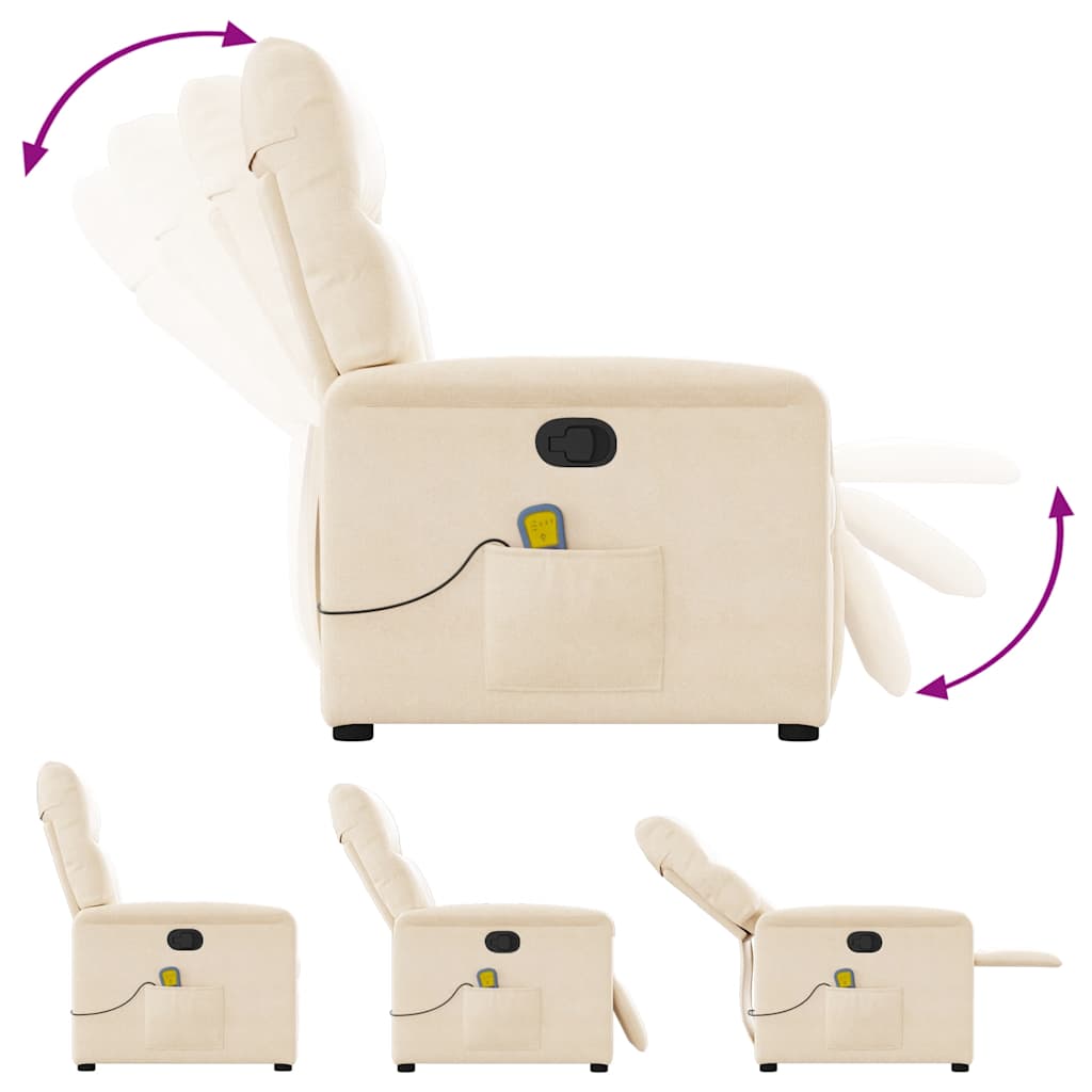 Poltrona Massaggiante Reclinabile Beige in Tessuto Microfibra | homemem39