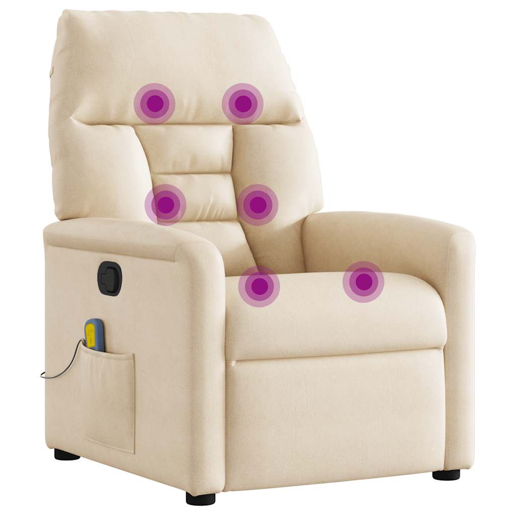 Poltrona Massaggiante Reclinabile Beige in Tessuto Microfibra | homemem39