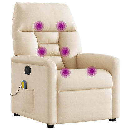 Poltrona Massaggiante Reclinabile Beige in Tessuto Microfibra | homemem39