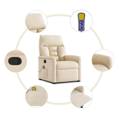 Poltrona Massaggiante Reclinabile Beige in Tessuto Microfibra | homemem39