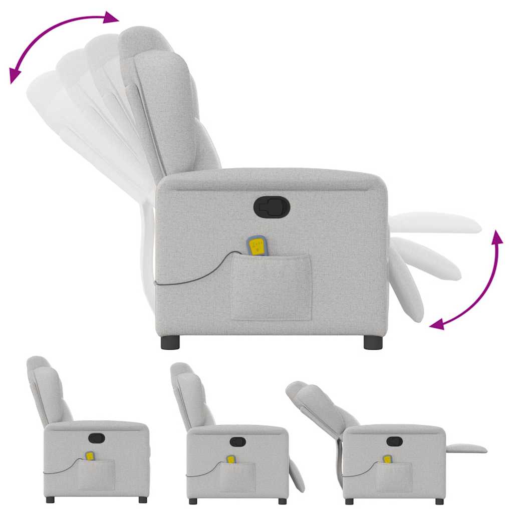 Poltrona Massaggiante Reclinabile Grigio Nuvola in Tessuto - homemem39