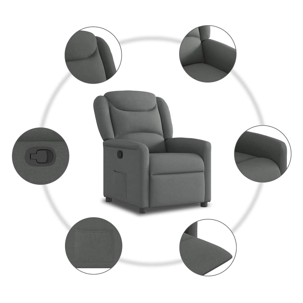 Poltrona Reclinabile in Tessuto Grigio Scuro | homemem39