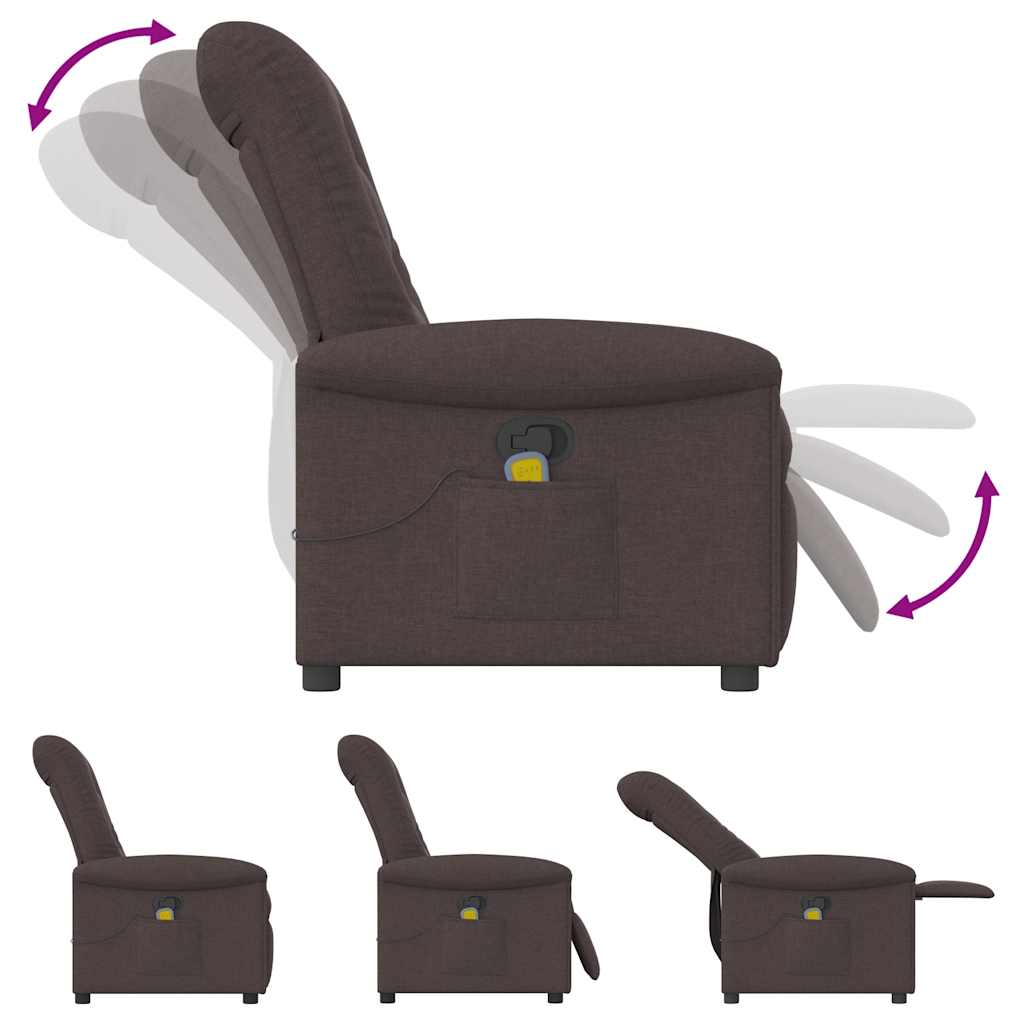 Poltrona Massaggiante Reclinabile Marrone Scuro in Tessuto | homemem39