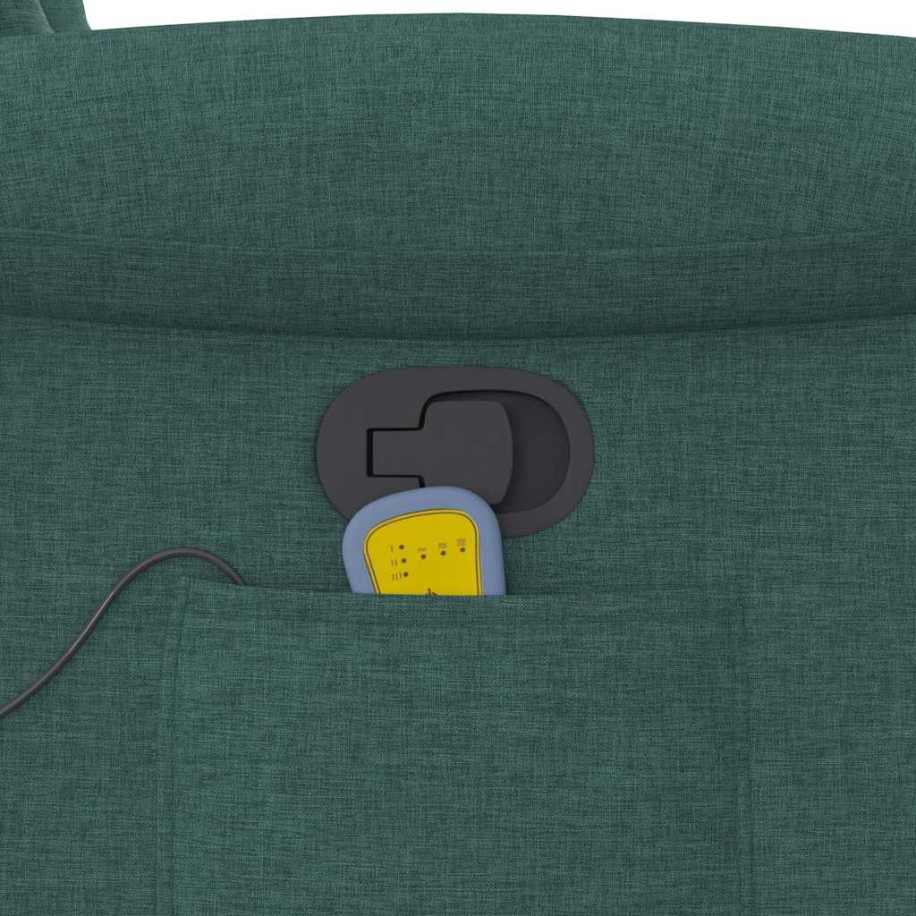 Poltrona Massaggiante Reclinabile Verde Scuro in Tessuto - homemem39