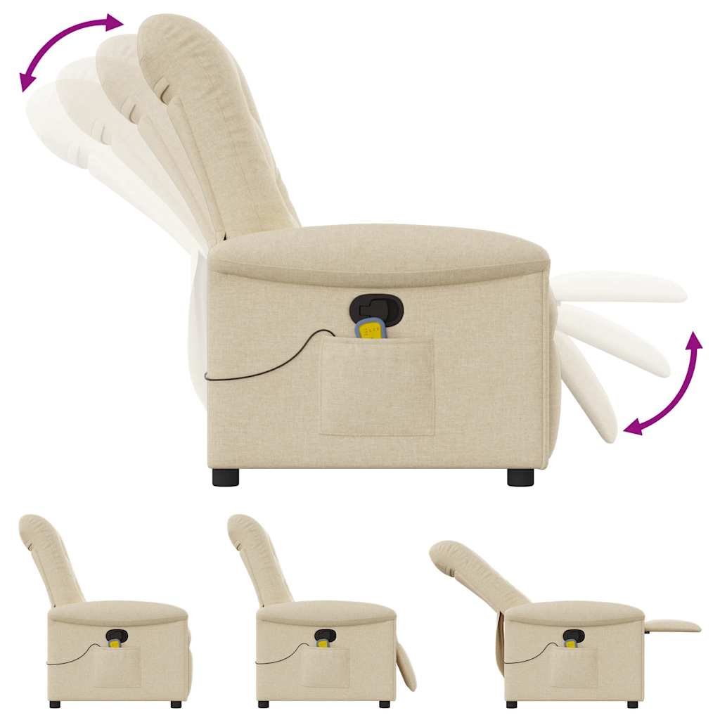 Poltrona Massaggiante Reclinabile Crema in Tessuto | homemem39