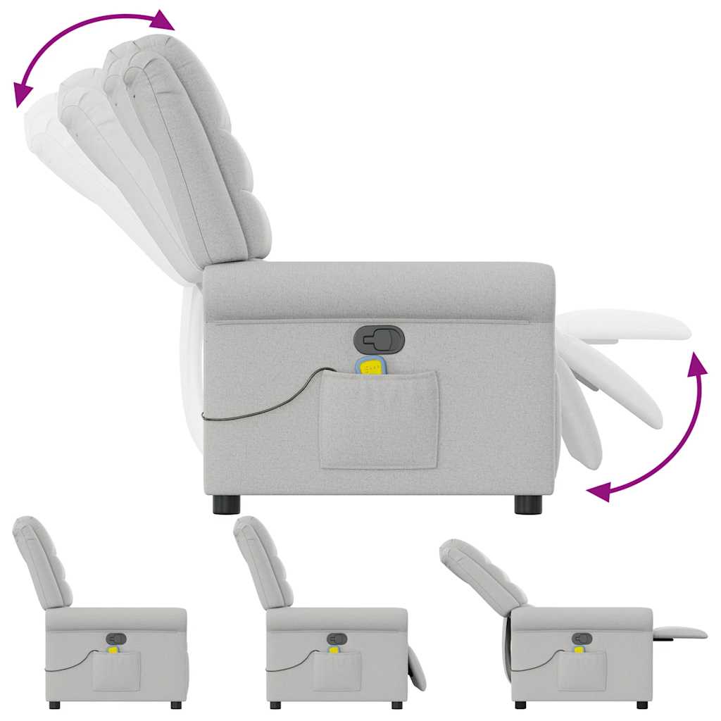 Poltrona Massaggiante Reclinabile Grigio Nuvola in Tessuto - homemem39