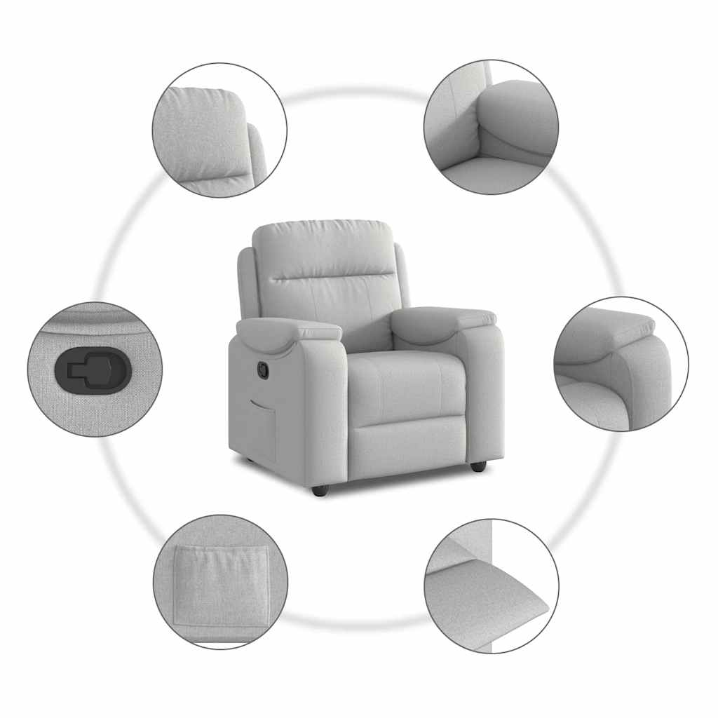 Poltrona Reclinabile in Tessuto Grigio Nuvola - homemem39
