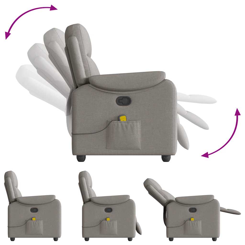 Poltrona Massaggiante Reclinabile Tortora in Tessuto - homemem39