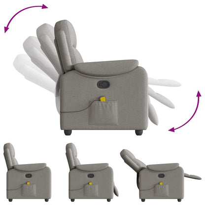 Poltrona Massaggiante Reclinabile Tortora in Tessuto - homemem39