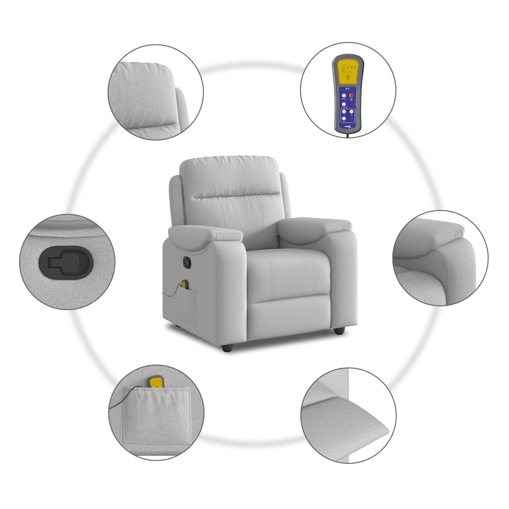 Poltrona Massaggiante Reclinabile Grigio Nuvola in Tessuto - homemem39