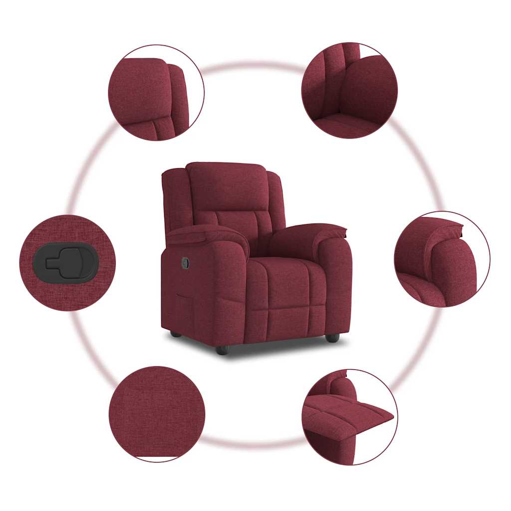 Poltrona Reclinabile in Tessuto Rosso Vino | homemem39