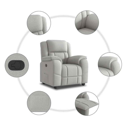 Poltrona Reclinabile in Tessuto Grigio Nuvola | homemem39