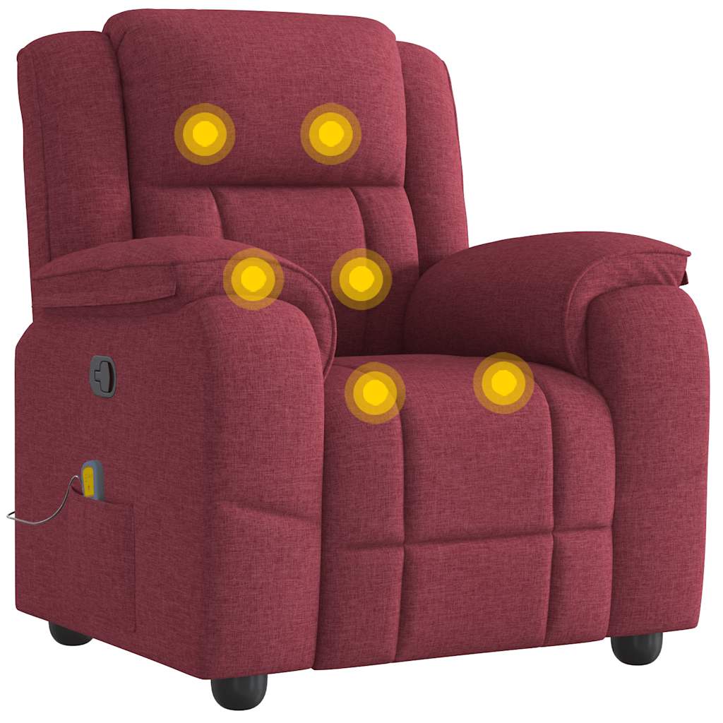 Poltrona Massaggiante Reclinabile Rosso Vino in Tessuto | homemem39