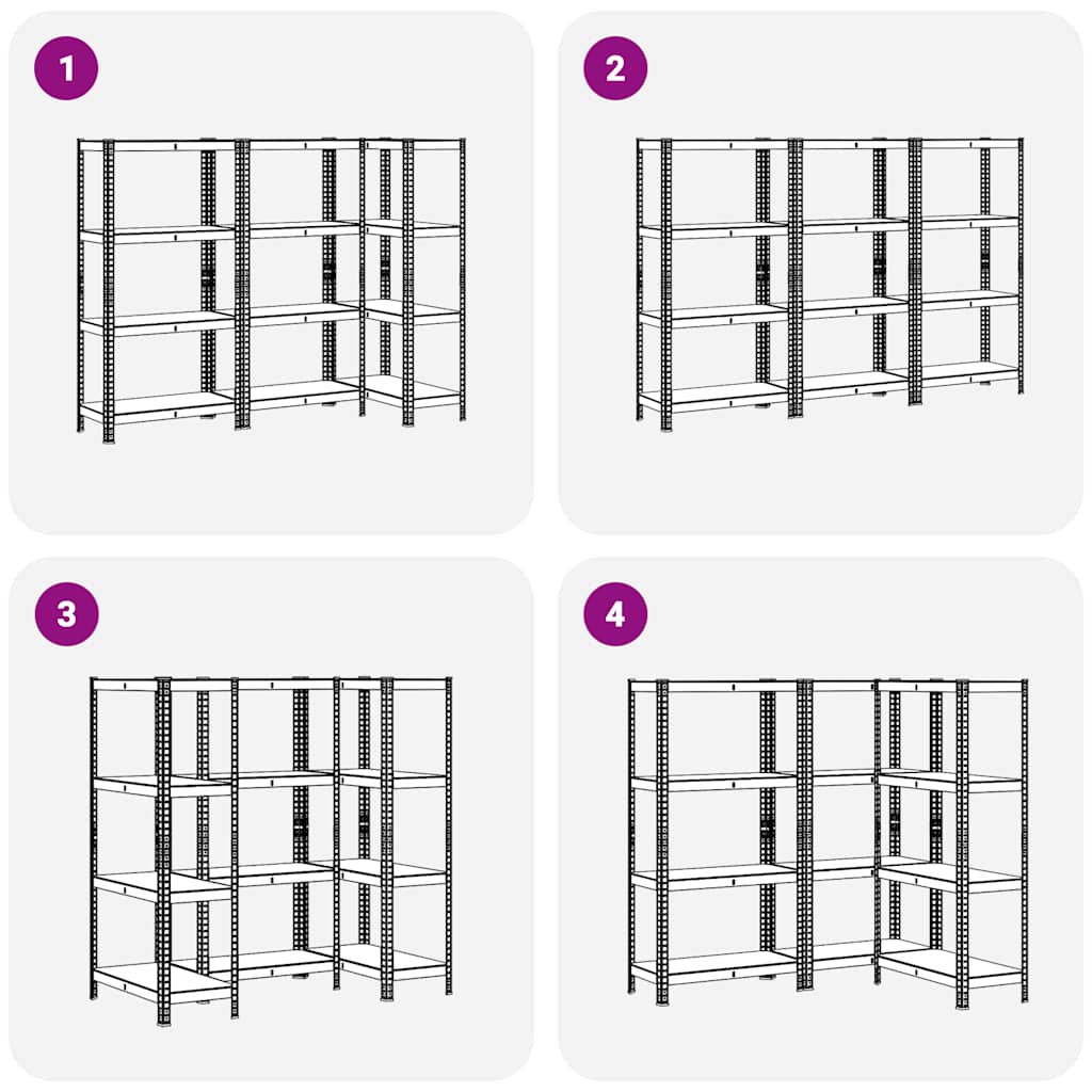 Mensole Portaoggetti 4 Strati 3pz Blu Acciaio Legno Multistrato - homemem39