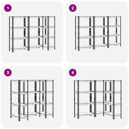 Mensole Portaoggetti 4 Strati 3pz Blu Acciaio Legno Multistrato - homemem39