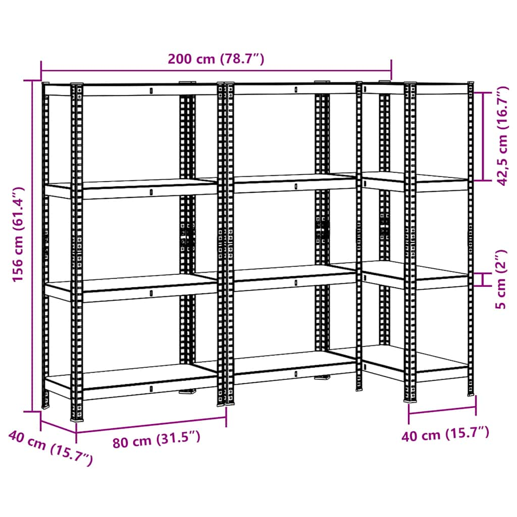 Mensole Portaoggetti 4 Strati 3pz Blu Acciaio Legno Multistrato - homemem39