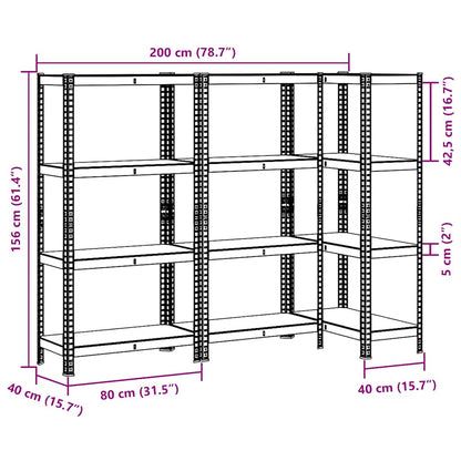 Mensole Portaoggetti 4 Strati 3pz Blu Acciaio Legno Multistrato - homemem39