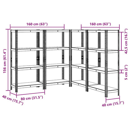 Mensole Portaoggetti 4 Strati 4pz Antracite in Acciaio e Legno