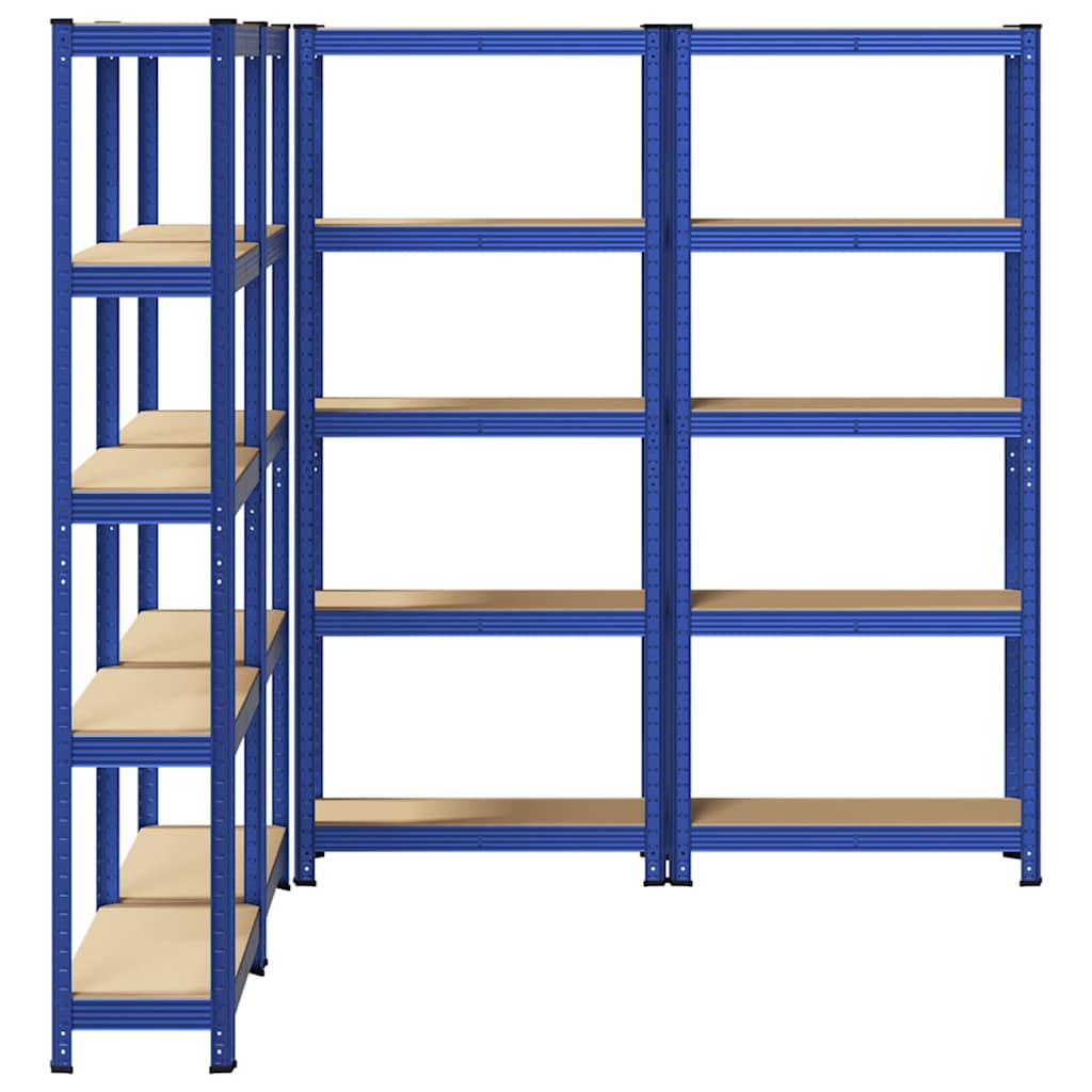 Mensole Portaoggetti 5 Strati 4pz Blu Acciaio Legno Multistrato - homemem39