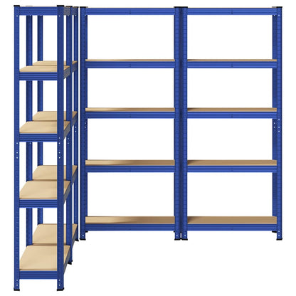 Mensole Portaoggetti 5 Strati 4pz Blu Acciaio Legno Multistrato - homemem39