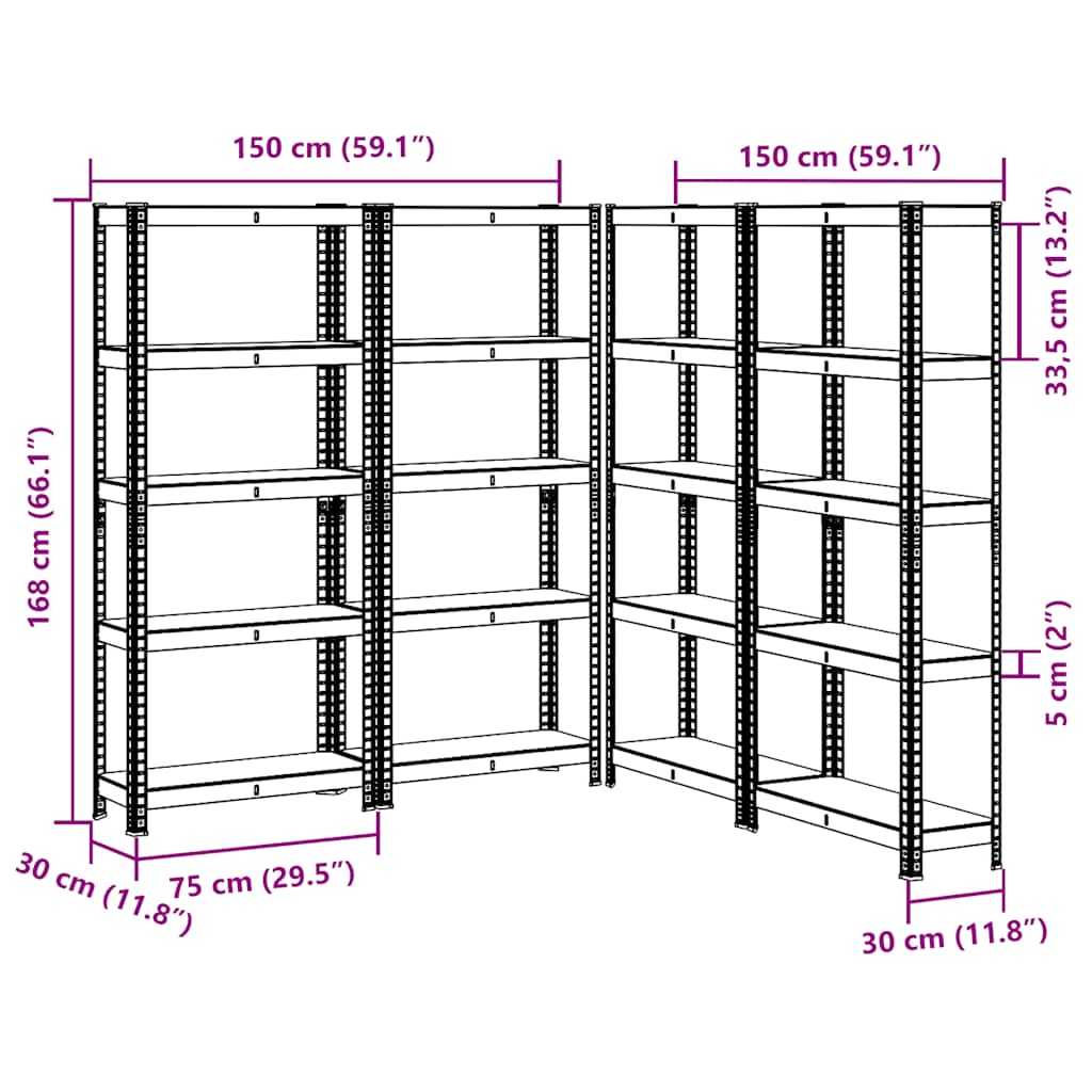 Mensole Portaoggetti 5 Strati 4pz Blu Acciaio Legno Multistrato