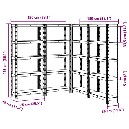 Mensole Portaoggetti 5 Strati 4pz Blu Acciaio Legno Multistrato