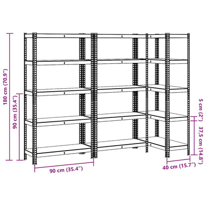 Mensole Portaoggetti 5 Strati 3pz Blu Acciaio Legno Multistrato