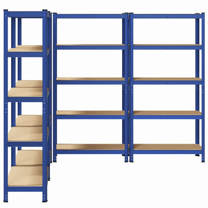 Mensole Portaoggetti 5 Strati 4pz Blu Acciaio Legno Multistrato - homemem39