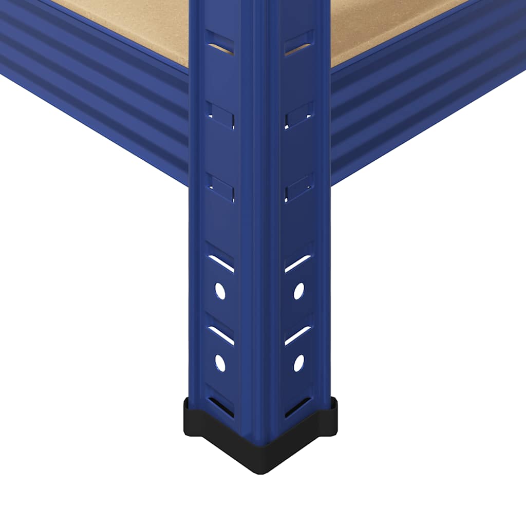 Mensole Portaoggetti 5 Strati 4pz Blu Acciaio Legno Multistrato - homemem39