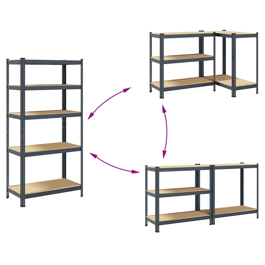 Scaffali Resistenti 5 Ripiani 2pz Antracite Acciaio&Multistrato - homemem39