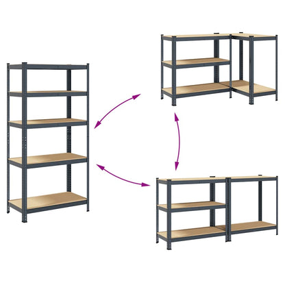 Scaffali Resistenti 5 Ripiani 2pz Antracite Acciaio&Multistrato - homemem39