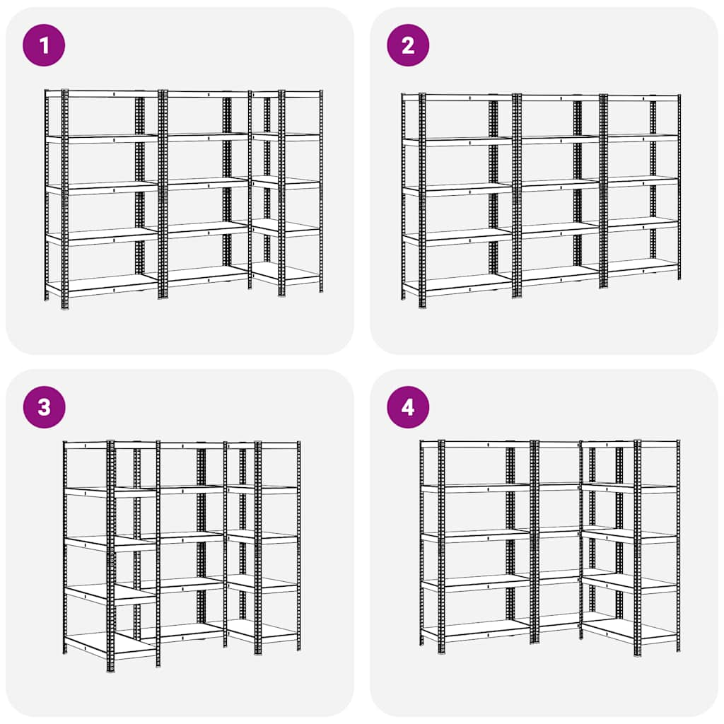 Scaffali Resistenti 5 Ripiani 3pz Antracite Acciaio&Multistrato - homemem39