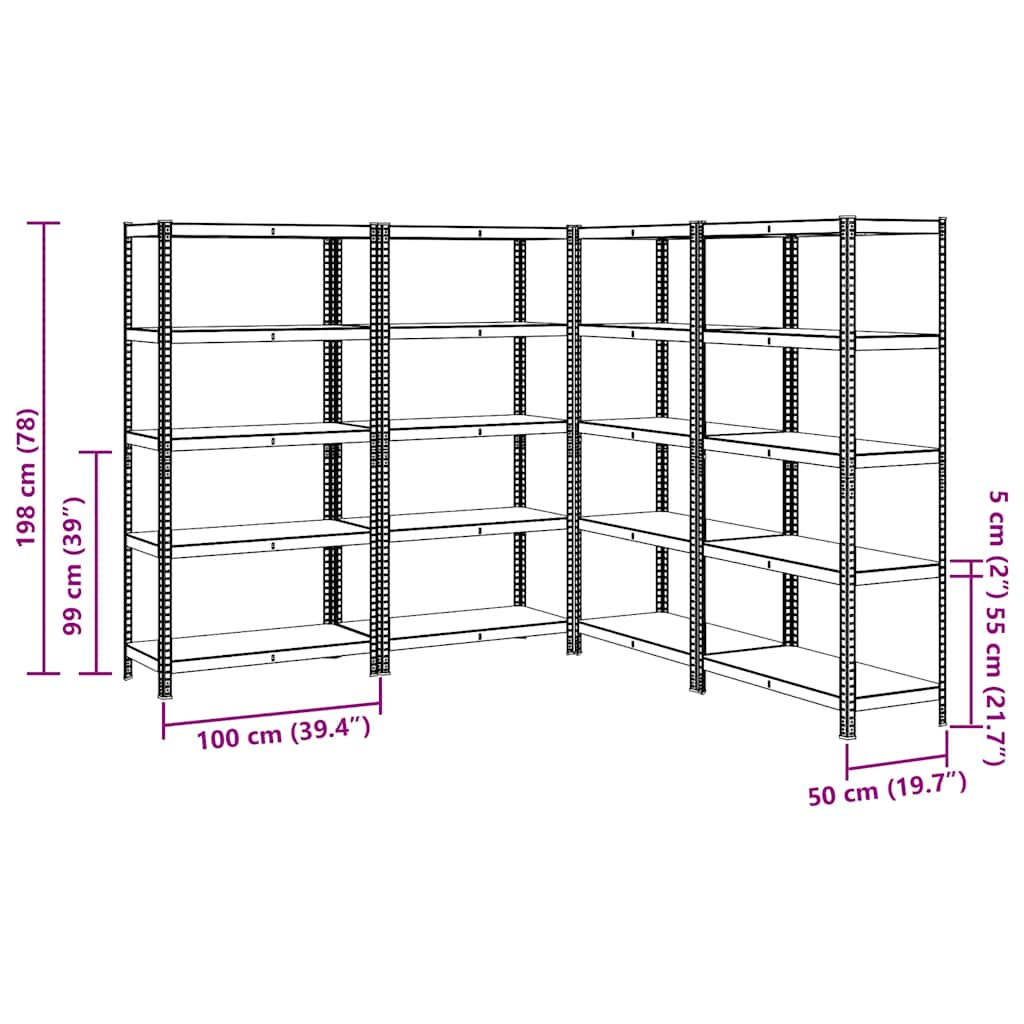 Mensole Portaoggetti 5 Strati 4pz Blu Acciaio Legno Multistrato - homemem39