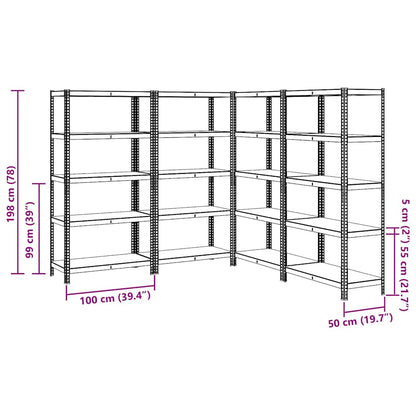 Mensole Portaoggetti 5 Strati 4pz Blu Acciaio Legno Multistrato - homemem39