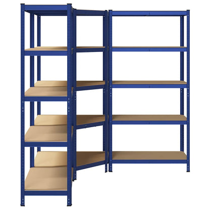 Scaffali a 5 Ripiani 3 pz Blu in Acciaio e Legno Multistrato - homemem39