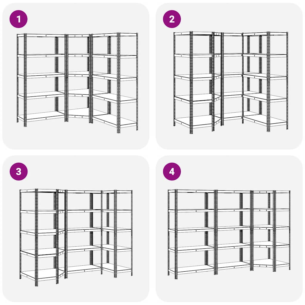 Scaffali a 5 Ripiani 3 pz Blu in Acciaio e Legno Multistrato - homemem39